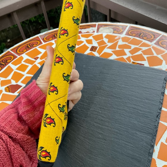 Women working together NEW journal handmade yellow quilted tribal book cover - Picture 3 of 13